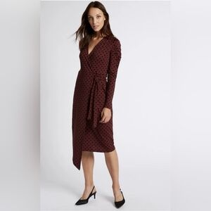 Elegant Geometric Stretch Fabric Wrap Dress